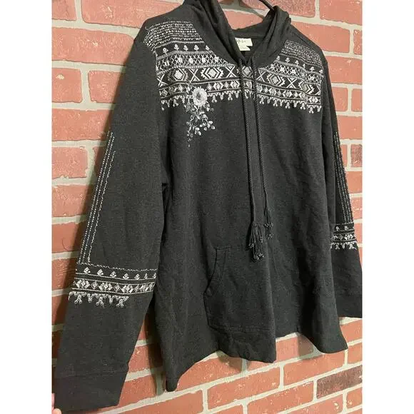 Style & Co Heather Grey Embroidered Hoodie - Size XL - Picture 2 of 6